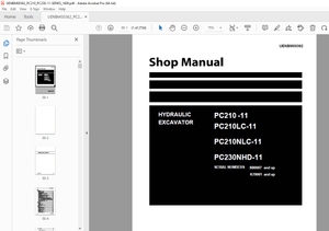 Komatsu PC210-11,PC210LC-11,PC210NLC-11,PC230NHD-11 Hydraulic Excavator Shop Manual UENBM00362 - PDF