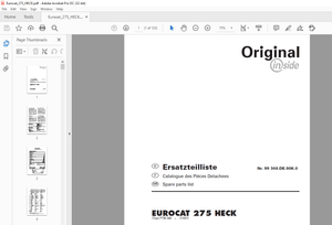 Pottinger Tractor Mower EUROCAT 275 HECK Spare parts list Manual – PDF DOWNLOAD
