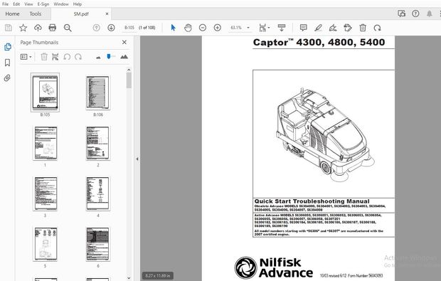 Nilfisk Captor 4300,4800,5400 Quick Start Troubleshooting Manual - PDF DOWNLOAD