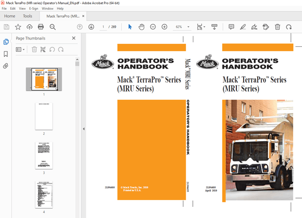 Mack Truck TerraPro Series (MRU Series) Operator&#x27;s Manual 21394655 - PDF DOWNLOAD