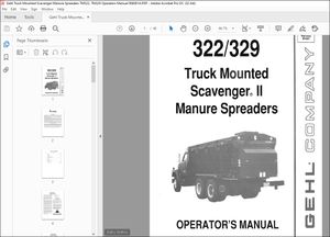 Gehl Truck Mounted Scavenger Manure Spreaders TM322, TM329 Operators Manual 906081A – PDF DOWNLOAD