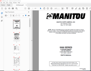 Manitou Forklift 5300 SERIES 3 STAGE MAST Parts Manual – PDF DOWNLOAD