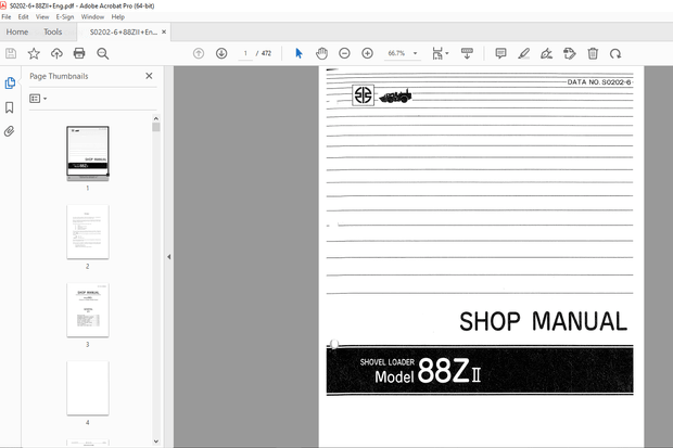 Kawasaki 88ZII Shovel Loader(NISSAN PE6T04 Engine) Shop Manual - PDF DOWNLOAD