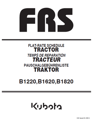 Kubota B1220 B1620 B1820 Tractor Flat rate Schedule Illustrated Master Parts Manual Instant - PDF