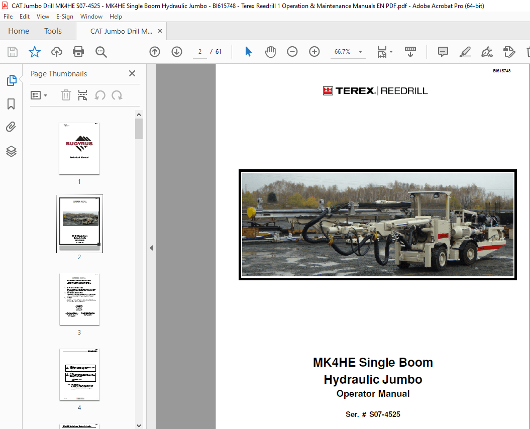 CAT Jumbo Drill MK4HE Single Boom Hydraulic Jumbo Operator Manual - PDF ...