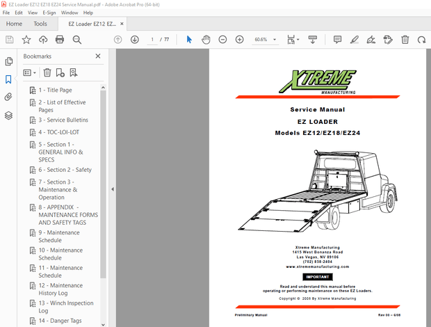 XTREME EZ12/EZ18/EZ24 EZ Loader Service Manual – PDF DOWNLOAD