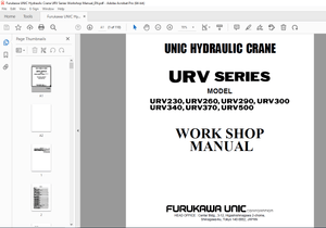 FURUKAWA UNIC HYDRAULIC CRANE URV230 URV260 URV290 URV300 URV340 URV370 URV500 WORKSHOP MANUAL PDF