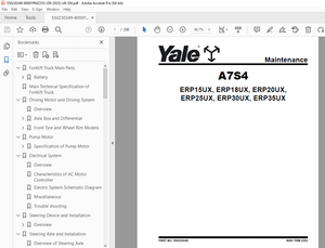 Yale Forklift A7S4 (ERP15UX, ERP18UX, ERP20UX, ERP25UX, ERP30UX, ERP35UX) Service Manual PDF