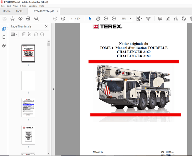 Terex Crane Challenger 3160 &amp; 3180 Manuel de lubrification et d’entretien de la grue – PDF DOWNLOAD