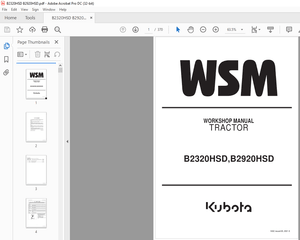 Kubota Tractor B2320HSD B2920HSD Workshop Manual – PDF DOWNLOAD