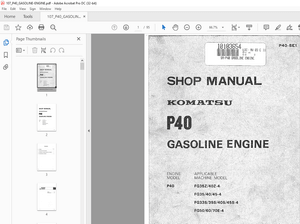 Komatsu FORKLIFT P40 Gasoline Engine Shop Manual - PDF DOWNLOAD