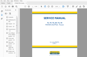 New Holland TL75 TL85 TL95 Power Shuttle Tractor Service Manual (47848279A)