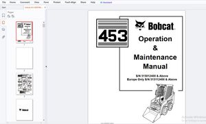 Bobcat 453 Operation &amp; Maintenance Manual SN 6900784 - PDF DOWNLOAD