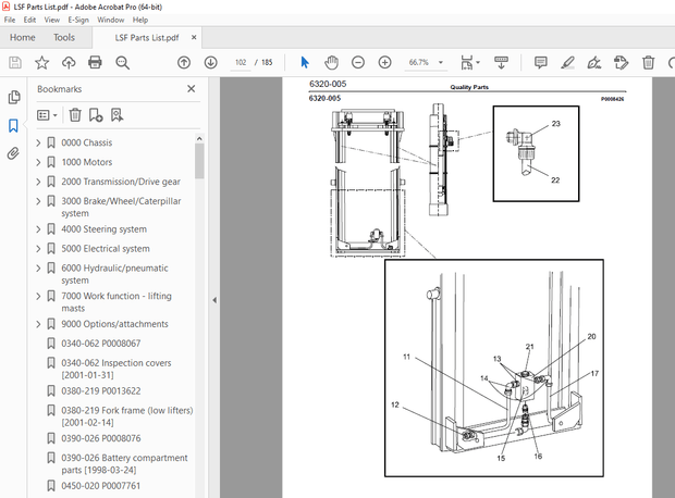 BT Prime Mover LSF 1250 LSF 1600 Lift Pallet Truck Parts Manual 406473AA - PDF DOWNLOAD