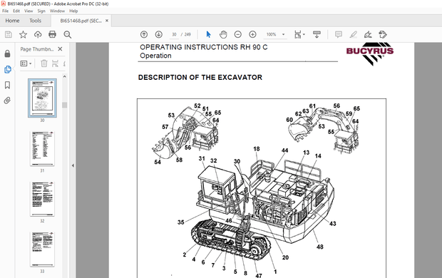 Cat Bucyrus RH 90C Hydraulic Excavator OPERATING INSTRUCTIONS MANUAL BI651468 – PDF DOWNLOAD