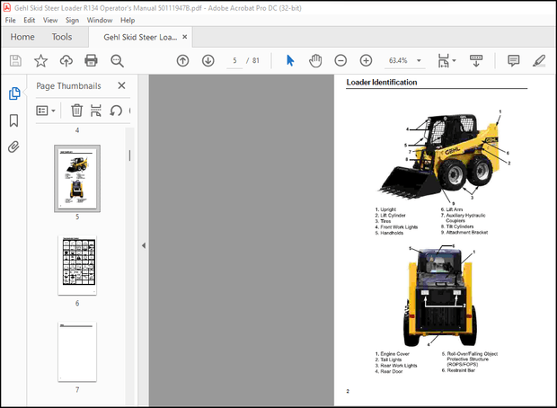 Gehl R134 Skid-Steer Loader Operator’s Manual 50111947 – PDF DOWNLOAD