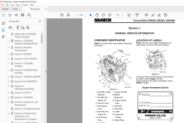 Crown Forklift IC Hamech D-4TNE98 DIESEL ENGINE Service Manual  – PDF DOWNLOAD