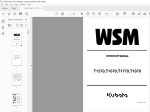 Kubota Lawn Tractor T1570 T1670 T1770 T1870 Workshop Manual – PDF DOWNLOAD