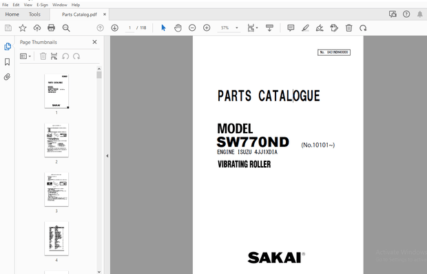 Sakai Vibrating Roller SW770ND Parts Manual – PDF DOWNLOAD