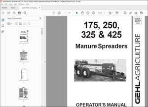 Gehl Manure Spreaders MS175, MS250, MS325, MS425 Operators Manual 907074B – PDF DOWNLOAD
