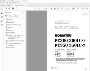 Komatsu PC300-7, PC300LC-7, PC350-7, PC350LC-7 Shop Manual SEBM025814 - PDF DOWNLOAD