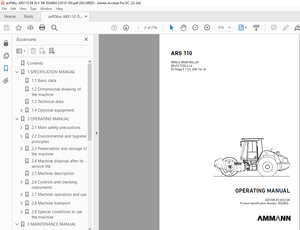Ammann ARS 110 Single Drum Roller Operating Manual 3024804 PDF