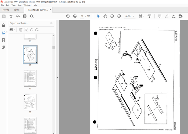 Manitowoc Traditional Crane 3900T Parts Manual SN 39959 PDF