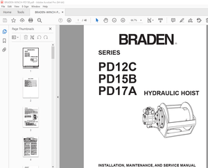 Braden SERIES PD12C PD15B PD17A HYDRAULIC HOIST MAINTENANCE, &amp; SERVICE MANUAL – PDF DOWNLOAD