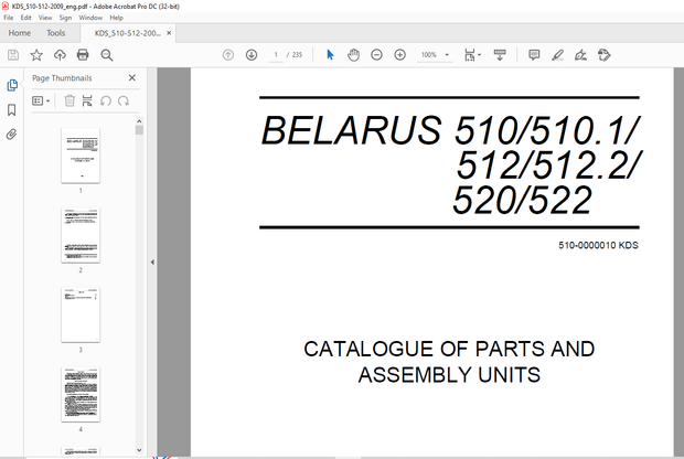 Belarus 510 510.1 512 512.2 520 522 Parts Catalogue &amp; Assembly Manual – PDF DOWNLOAD