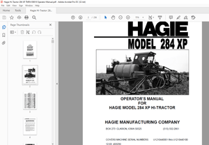 Hagie Hi-Tractor 284 XP Sprayer Operator’s Manual 493299 – PDF DOWNLOAD