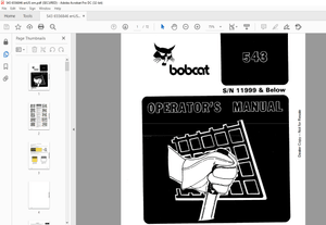 Bobcat 543 Loader Operator&#x27;s Manual SN 11999 &amp; Below - PDF DOWNLOAD