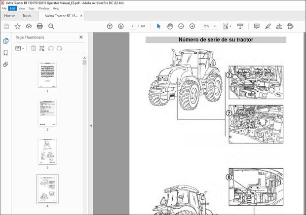 Valtra Tractor BT150 BT170 BT190 and BT210 Operator&#x27;s Manual 85759500 – PDF DOWNLOAD (Spanish)