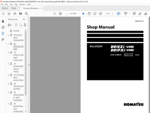 Komatsu D61EXi-24E0 D61PXi-24E0 Bulldozer Shop Manual SEN06798-01 – PDF DOWNLOAD
