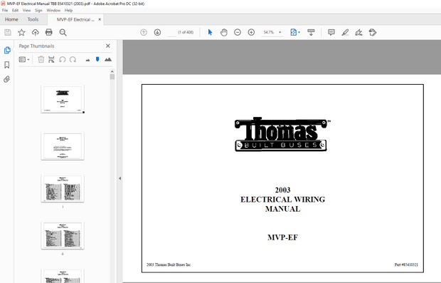 Thomas Built Buses 1998-1999 MVP-EF Electrical Wiring Manual – PDF DOWNLOAD