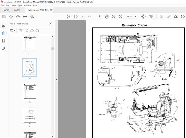 Manitowoc Crane MLC100-1 Parts Manual SN 91001043 – PDF DOWNLOAD
