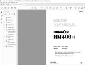 Komatsu HM400-1 Articulated Dump Truck Shop Manual SEBM023020 – PDF DOWNLOAD