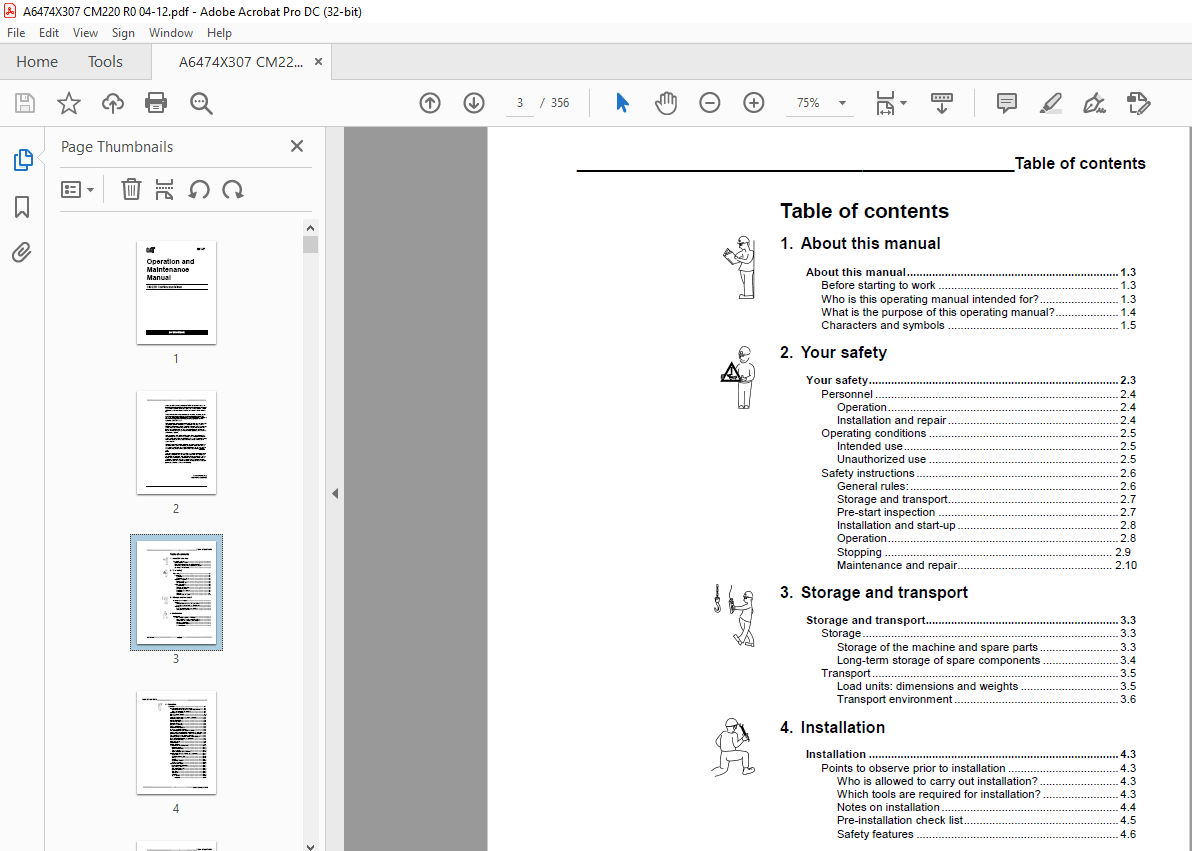 Cat CM220 Continuous Miner Operation and Maintenance Manual A6474X307 ...