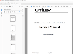 UTILEV UT80-100P DSL 8T-10T Internal Combustion Counterbalanced Forklift Truck Service Manual - PDF