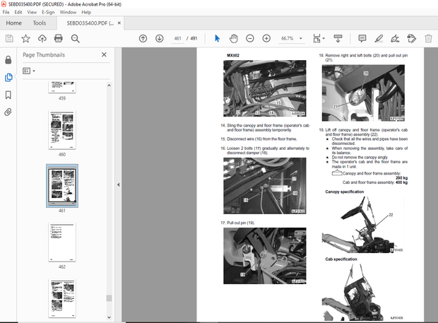 Komatsu MX352,MX502 Hydraulic Excavator Repair Service Manual SEBM035400 - PDF DOWNLOAD