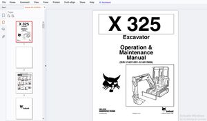 Bobcat X325 Excavator Operation &amp; Maintenance Manual (SN 514011001—514012999) – PDF DOWNLOAD