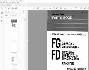 Komatsu Forklift Truck FG20/25/30-14 20H/25H/30H-14 FD20/25/30-14 20J/25J/30J- Engine Parts Manual -