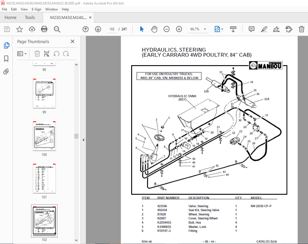 Manitou M2/4 30 thru 50 CP-P-G M2/4 30 CP-PL-G M2 30 CP-PXL-G Lift Truck Parts Manual B238 – PDF DOW