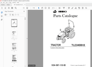 Iseki Tractor TLE3400H3 Parts Manual 1834-097-110-00 - PDF DOWNLOAD