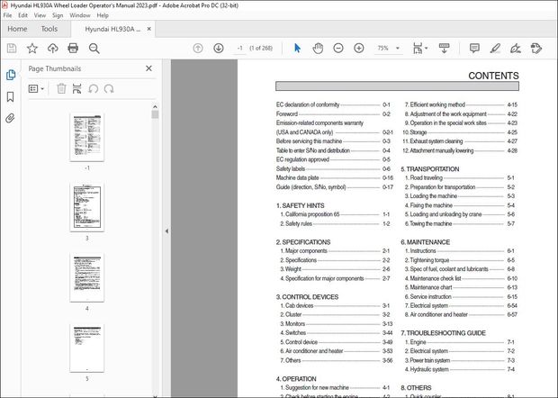 Hyundai HL930A Wheel Loader Operator’s Manual 2023 – PDF DOWNLOAD