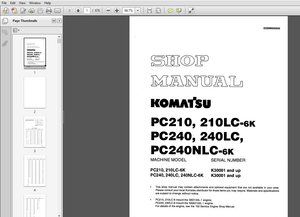 KOMATSU PC210, 210LC-6K, PC240, 240LC, PC240NLC-6K Hydraulic Excavator Service Repair Shop Manual  P