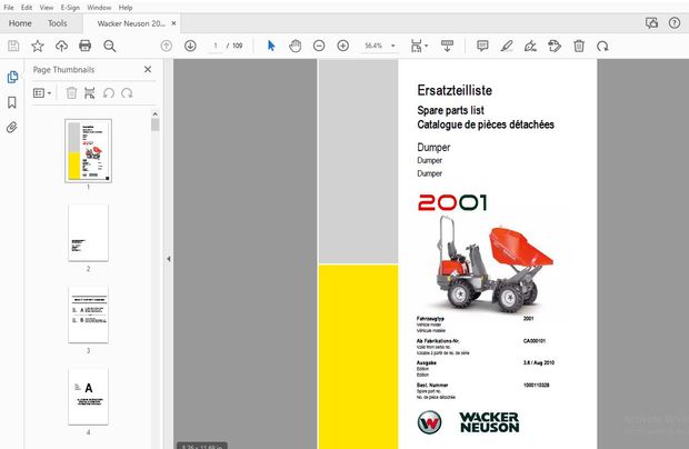 Wacker Neuson 2001 Dumper Parts Manual 1000110328 - PDF DOWNLOAD