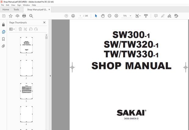 Sakai Asphalt Roller SW300-1 SW/TW320-1 TW/TW330-1 Service Manual – PDF