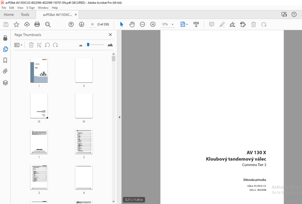 Ammann AV 130 X Kloubový tandemový válec Dílenská prírucka 4022098 PDF