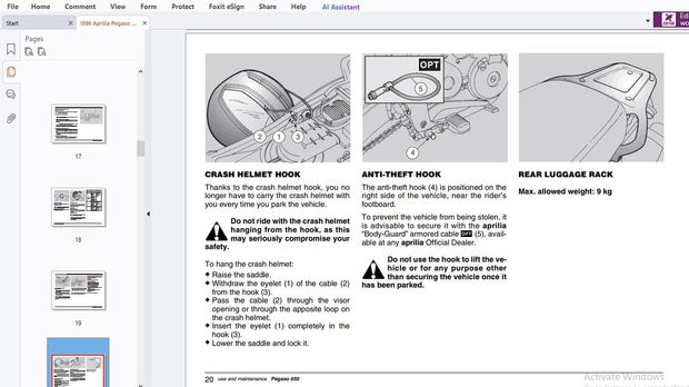  1996 Aprilia Pegaso 650 Use &amp; Maintenance Manual PDF DOWNLOAD