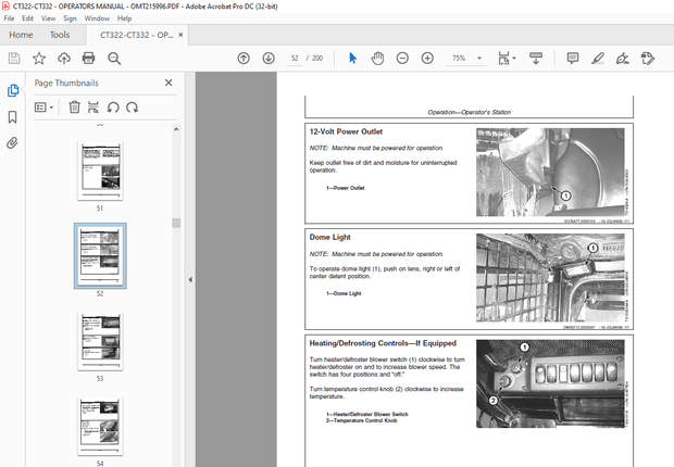 John Deere CT322 &amp; CT332 Compact Track Loader Operator&#x27;s Manual OMT215996 - PDF DOWNLOAD